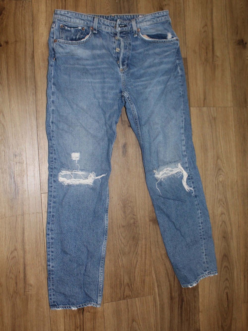 Rag & Bone Rosa Mid-Rise Boyfriend Jeans Bristol Distressed 100% Cotton Size 29